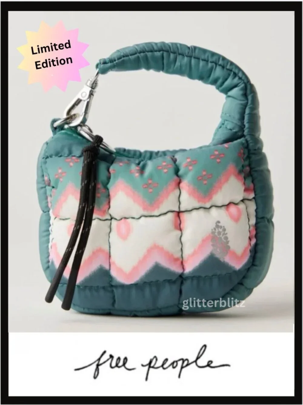 NWT Free People x FP Movement Quilted Printed Micro Pouch